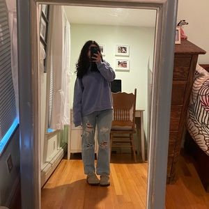 Light Wash Straight/Wide Leg Jeans